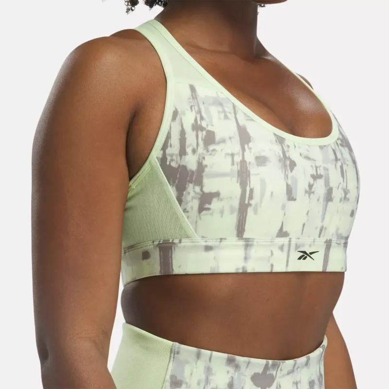 Reebok LUX PERFORM PRINTED RACER BRA Sports Underwear Women's Green-5