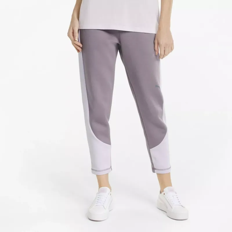 PUMA EVOSTRIPE PANTS QUAIL Knitted Sports Pants Women's Purple-3