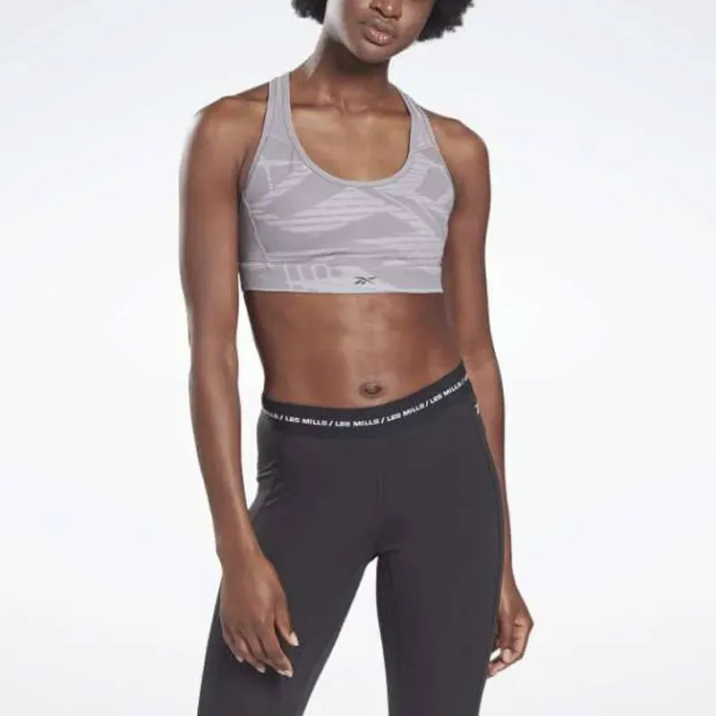 Reebok Lm Lux Racer Bra Aop Sports Underwear Women's Gravity Gray-2