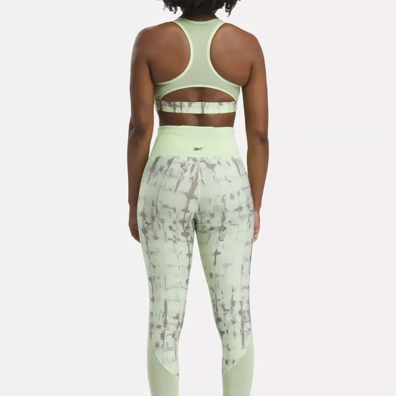 Reebok LUX PERFORM PRINTED RACER BRA Sports Underwear Women's Green-2