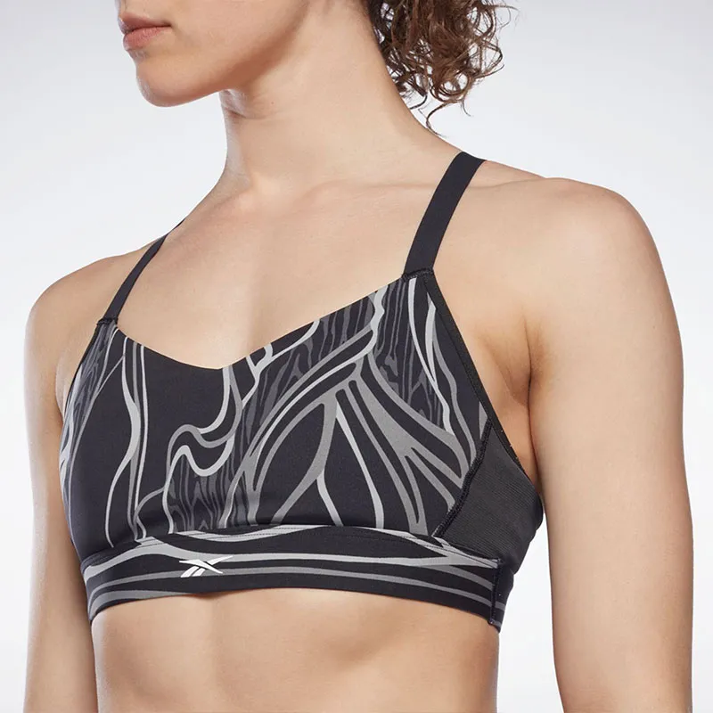 Reebok TS Lux Strappy Bra- AOP Sports Underwear Women's Black-4