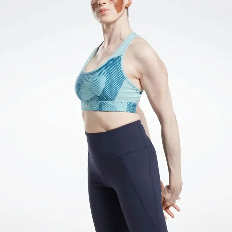 Reebok CYCLED Collection LUX PERFORM ALLOVER PRINT RACER BRA Sports Underwear Women's Blue-4