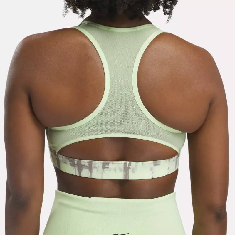Reebok LUX PERFORM PRINTED RACER BRA Sports Underwear Women's Green-3