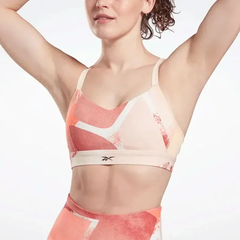 Reebok Sr Q2 Lux Strappy Bra Aop Sports Underwear Women's Pink-2