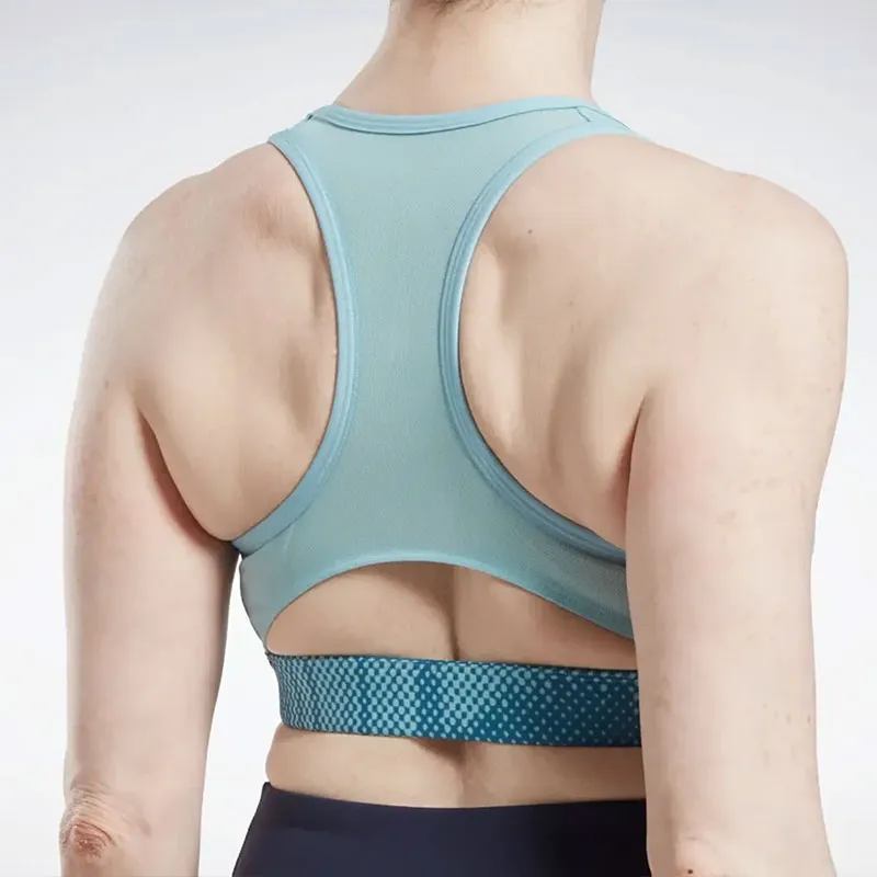 Reebok CYCLED Collection LUX PERFORM ALLOVER PRINT RACER BRA Sports Underwear Women's Blue-5
