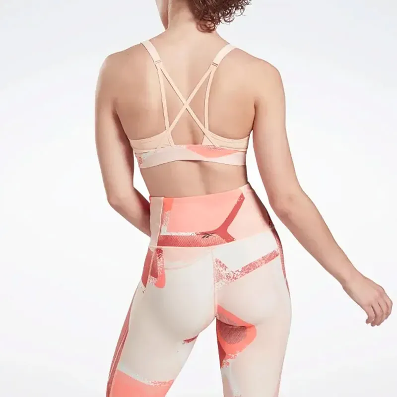 Reebok Sr Q2 Lux Strappy Bra Aop Sports Underwear Women's Pink-3
