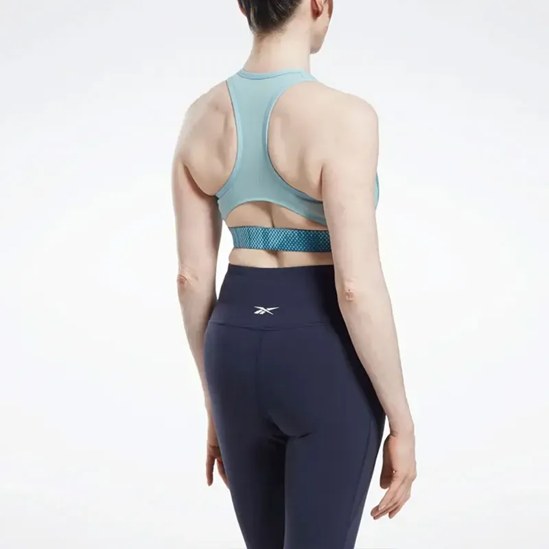 Reebok CYCLED Collection LUX PERFORM ALLOVER PRINT RACER BRA Sports Underwear Women's Blue-1
