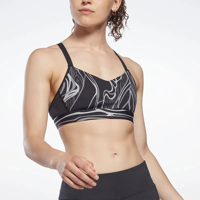 Reebok TS Lux Strappy Bra- AOP Sports Underwear Women's Black-2