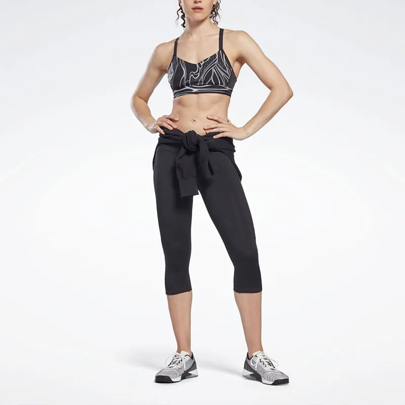 Reebok TS Lux Strappy Bra- AOP Sports Underwear Women's Black-1