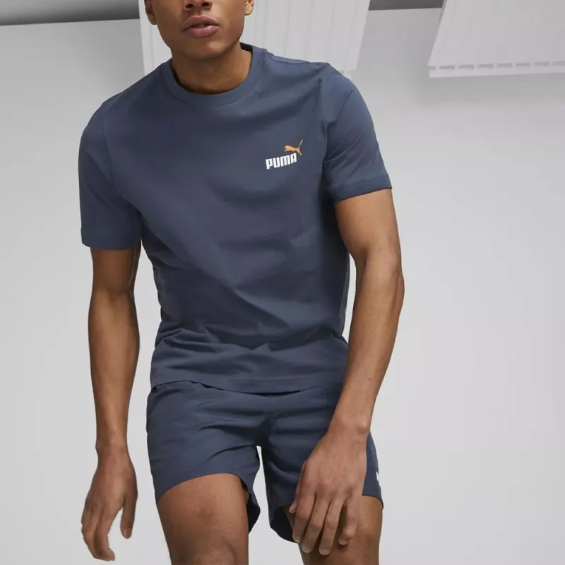 PUMA ESS+ 2 COL SMALL LOGO TEE T Shirt Men's Blue-3