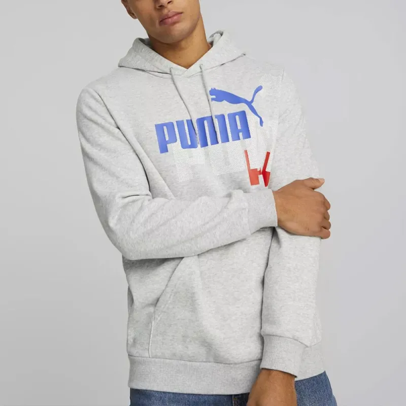 PUMA ESS+ LOGO POWER HOODIE FL Sweatshirt Men's Gray-2