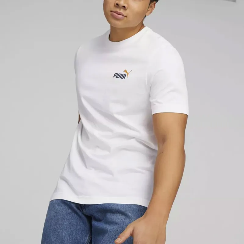 PUMA ESS+ 2 COL SMALL LOGO TEE T-Shirt Men's White-2