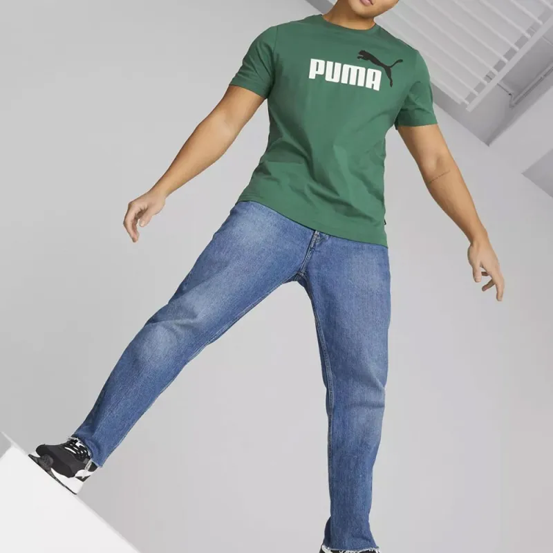 PUMA ESS+ 2 COL LOGO TEE T-Shirt Men's Green-2