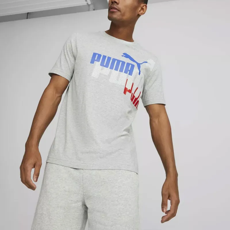 PUMA ESS+ LOGO POWER TEE T-Shirt Men's Gray-4