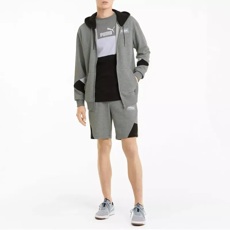 PUMA REBEL FZ HOODIE TR MEDIUM GRAY HEATHER Sweatshirt Men's Gray-2