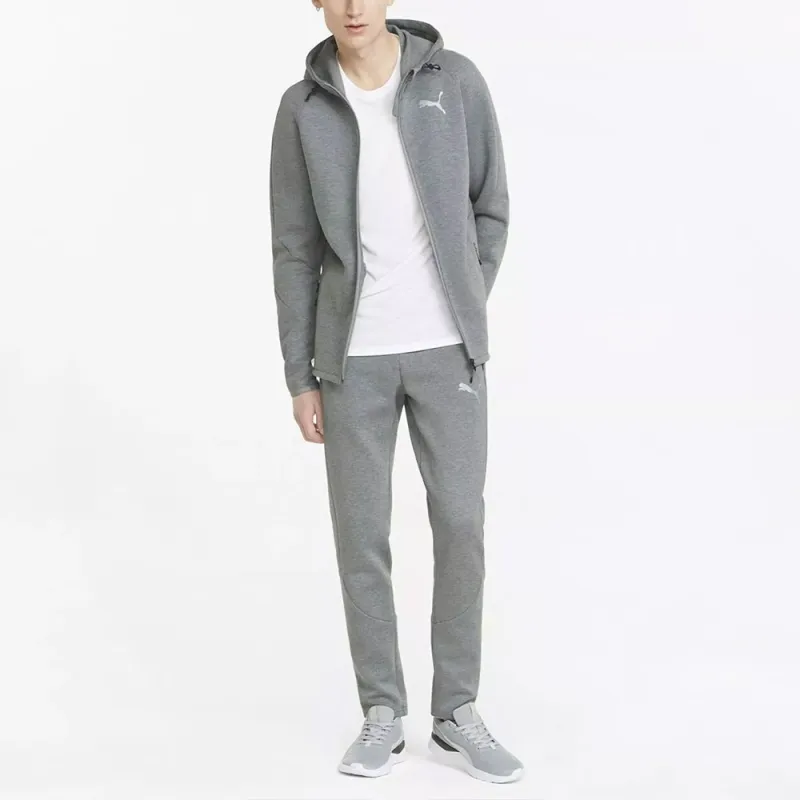 PUMA EVOSTRIPE FULL ZIP HOODIE MEDIUM GRAY HE Sweatshirt Men's Gray-3