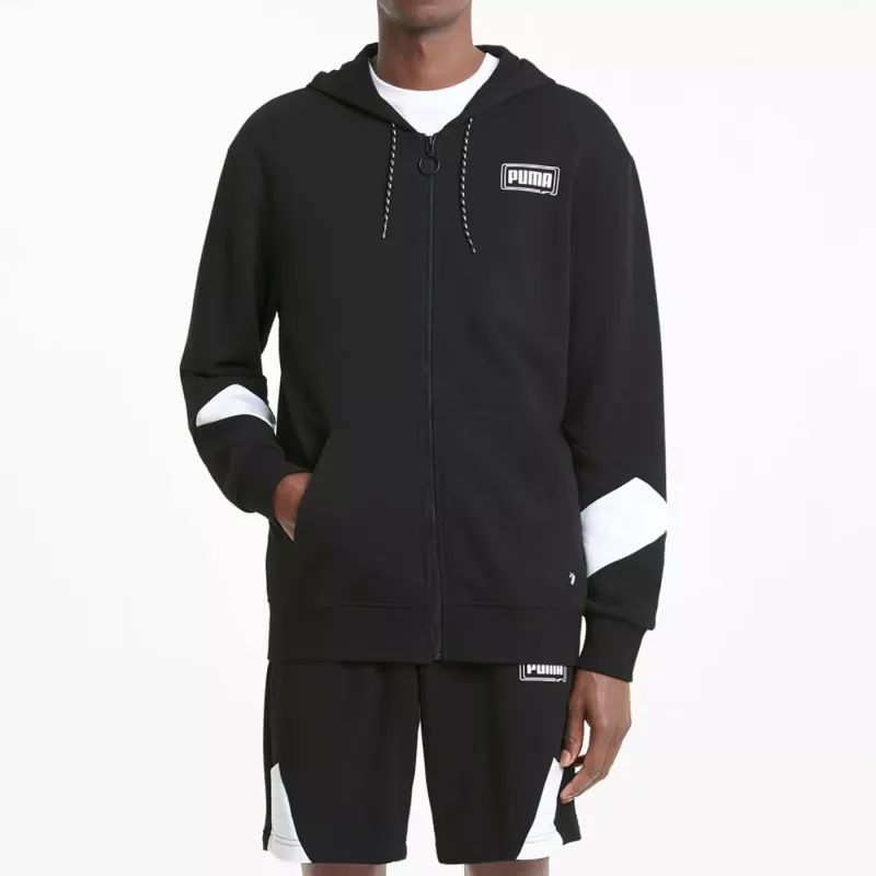 PUMA Hooded Sweatshirt REBEL FZ HOODIE TR Sweatshirt Men's Gray-3