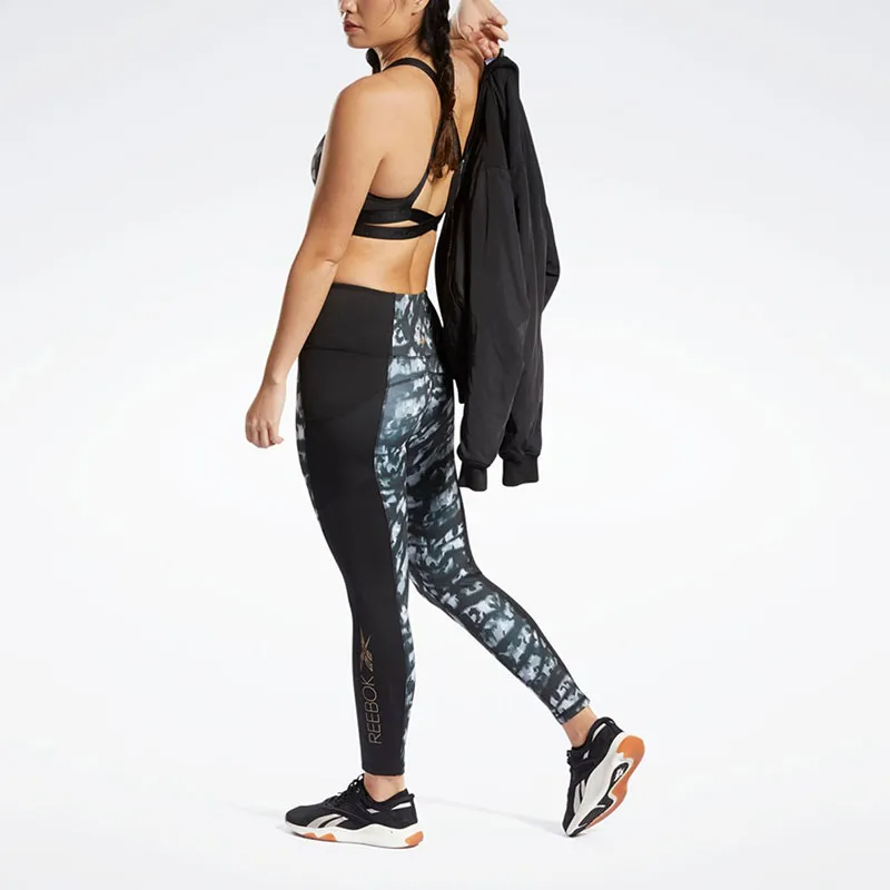 Reebok Kireifit Tights Aop Athletic Trousers Women's Black-1