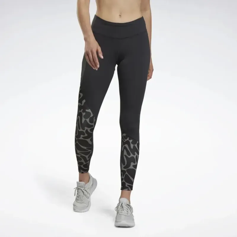 Reebok CYCLED Collection Running Printed Leggings Athletic Trousers Women's Black-2
