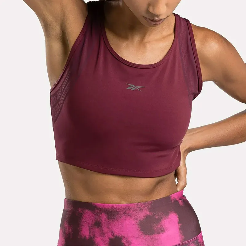 Reebok LUX PERFORM CROP TOP Sports Underwear Women's Red-1