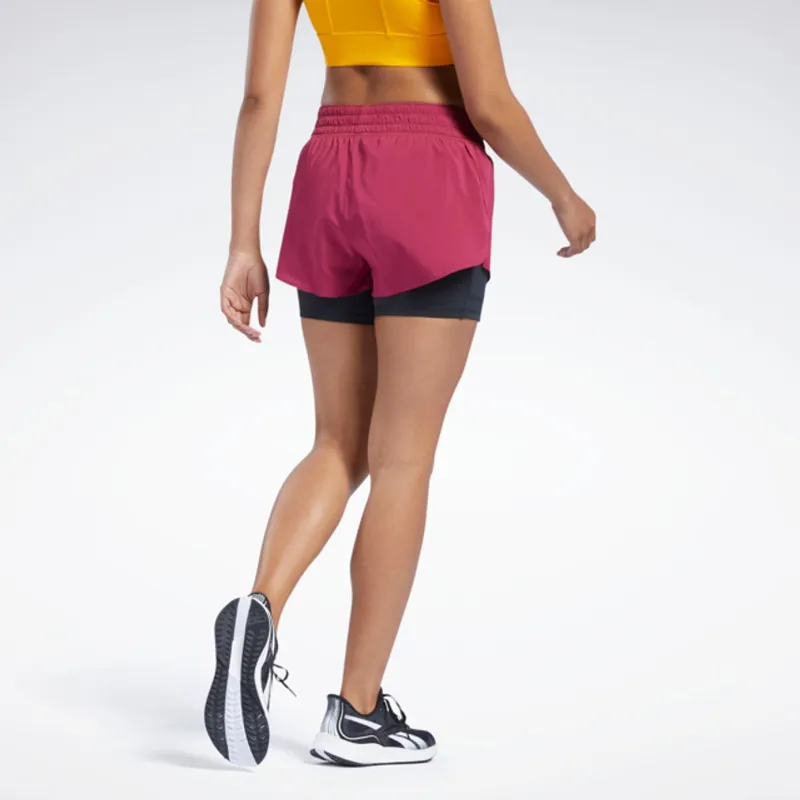 Reebok Wor Run 2 In 1 Short Sports Shorts Women's Red-2