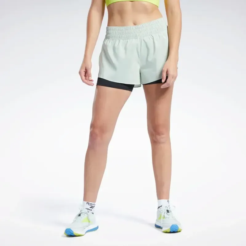 Reebok CYCLED Collection WOR Run 2 In 1 Short Sports Shorts Women's Green-2