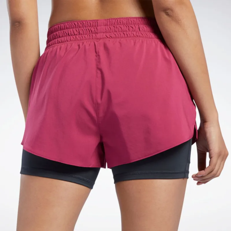 Reebok Wor Run 2 In 1 Short Sports Shorts Women's Red-4