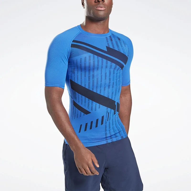 Reebok Printed Compression Top T-Shirt Men's Blue-3