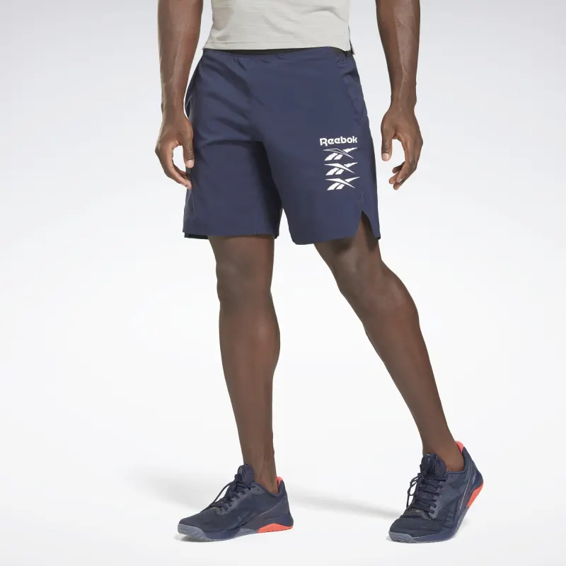 Reebok Epic Lightweight Graphic Sports Shorts Men's Marine Blue-2