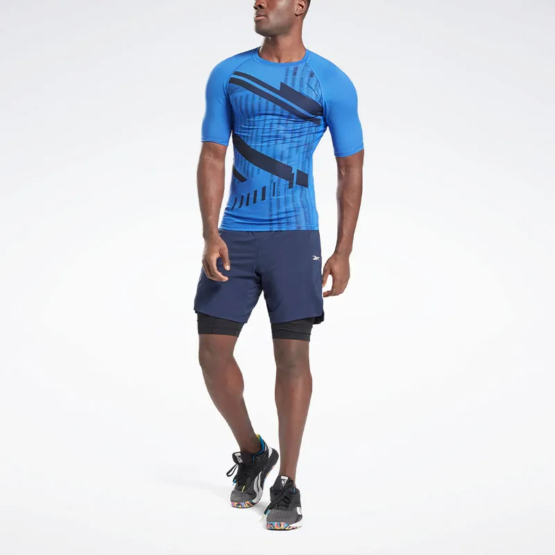 Reebok Printed Compression Top T-Shirt Men's Blue-2
