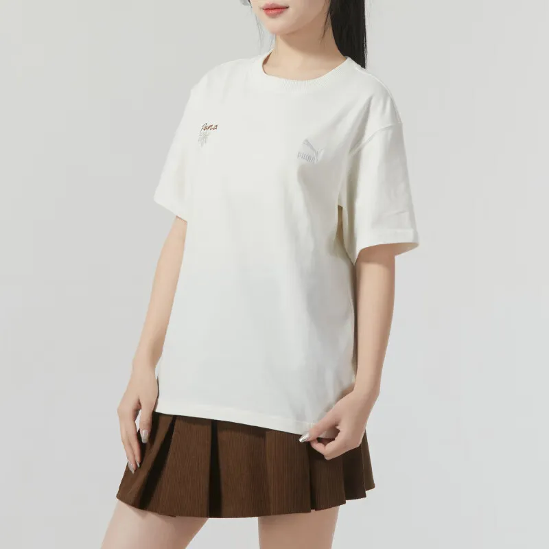 PUMA Drop Shoulder Sleeve T Shirt Women's White-1
