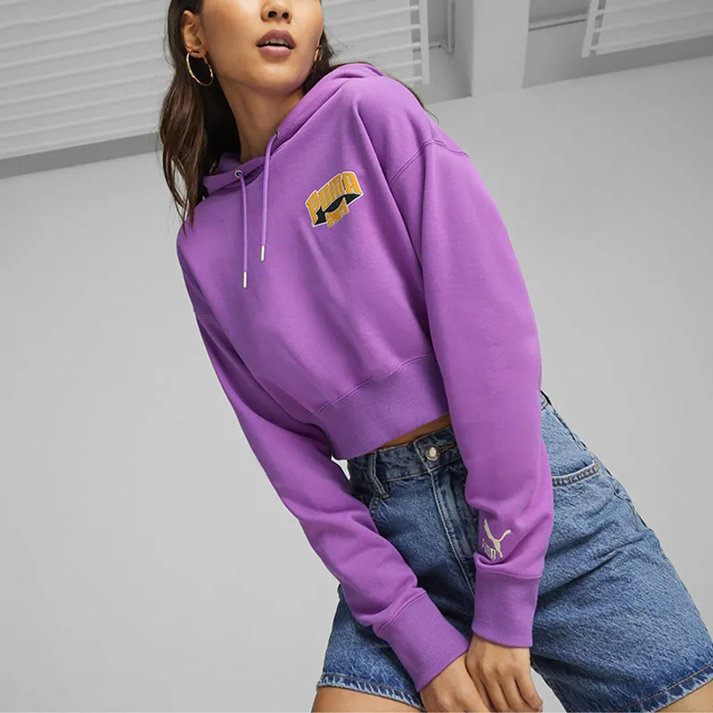 PUMA CROPPED HOODIE Sweatshirt Women's Purple-2