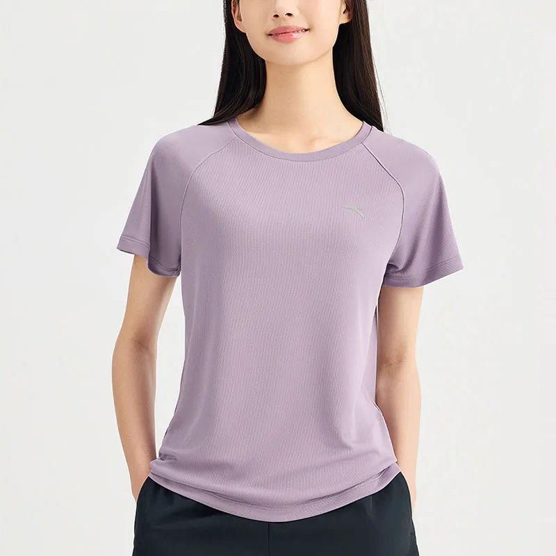 Anta Variety Training Collection Raglan Sleeve T Shirt Women's Silk Gray Purple-2