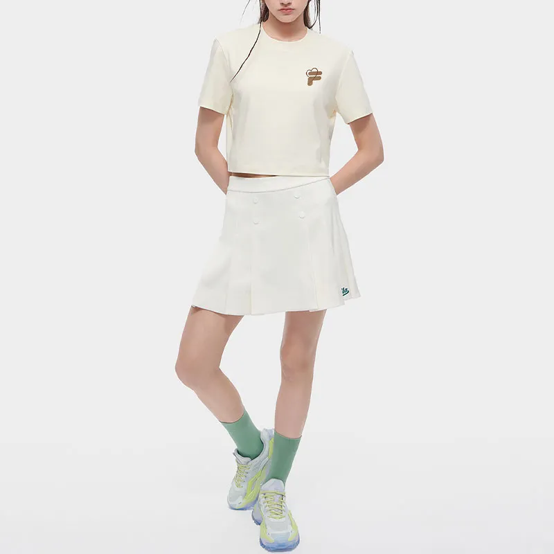 FILA FUSION Set-in Sleeve T-Shirt Women's Imitation Antique White-1