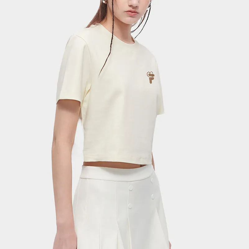 FILA FUSION Set-in Sleeve T-Shirt Women's Imitation Antique White-3