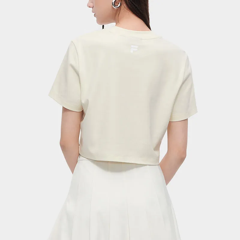 FILA FUSION Set-in Sleeve T-Shirt Women's Imitation Antique White-2