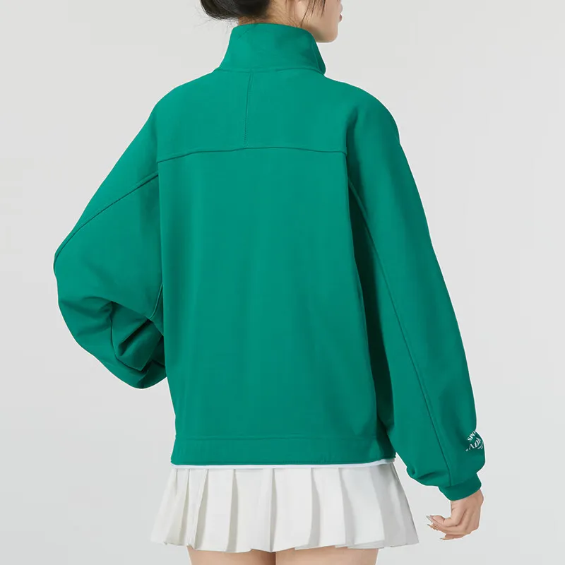 adidas Women'ss Letter Print Running Training Jacket Green-2