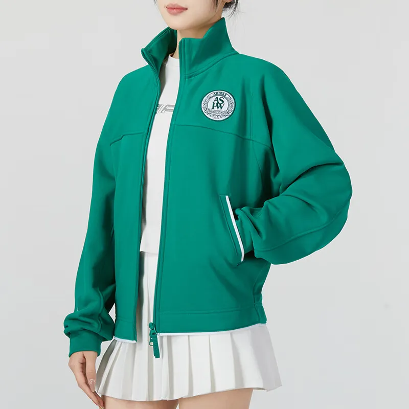 adidas Women'ss Letter Print Running Training Jacket Green-3