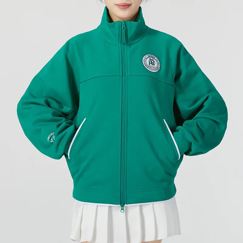 adidas Women'ss Letter Print Running Training Jacket Green-1