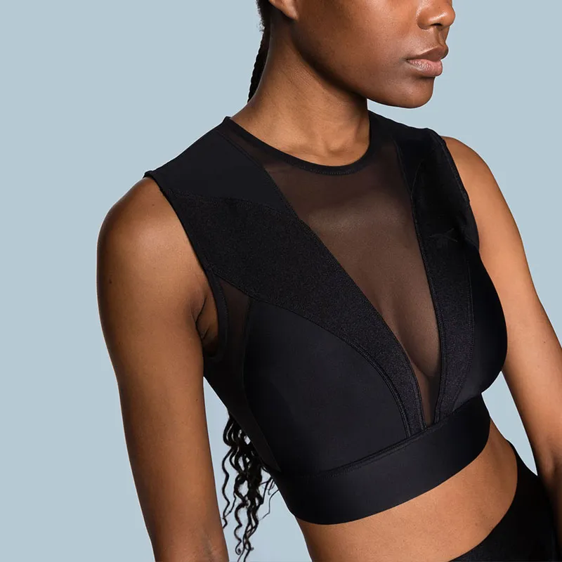 Reebok Butterfly Semi sheer Cropped Top-4