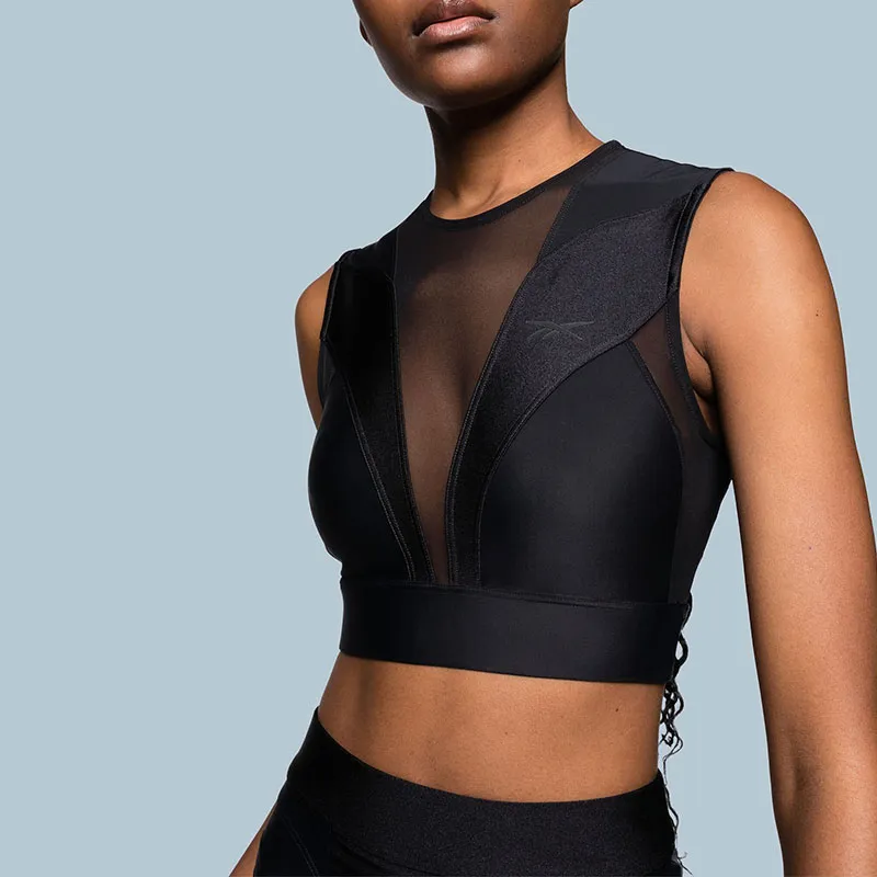 Reebok Butterfly Semi sheer Cropped Top-5