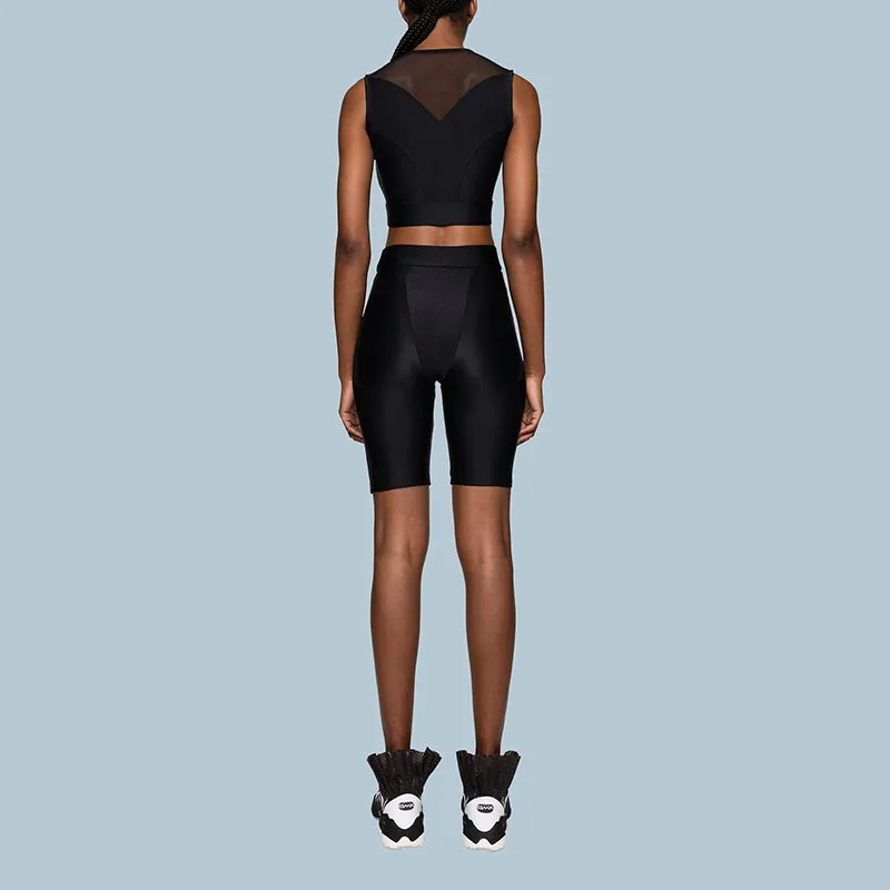 Reebok Butterfly Semi sheer Cropped Top-2