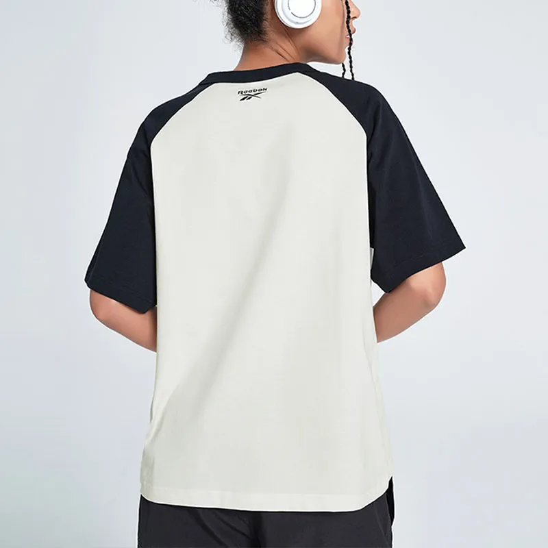Reebok Raglan Sleeve T Shirt Women's Beige/Black-4