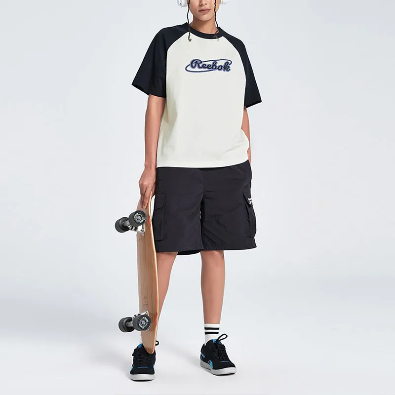 Reebok Raglan Sleeve T Shirt Women's Beige/Black-2