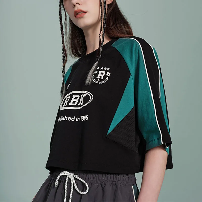 Reebok Raglan Sleeve T Shirt Women's Black/Green-2