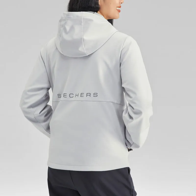Skechers Outdoor Hiking Thermal, Waterproof, Windproof Windbreaker Jacket Women's Light Gray-3