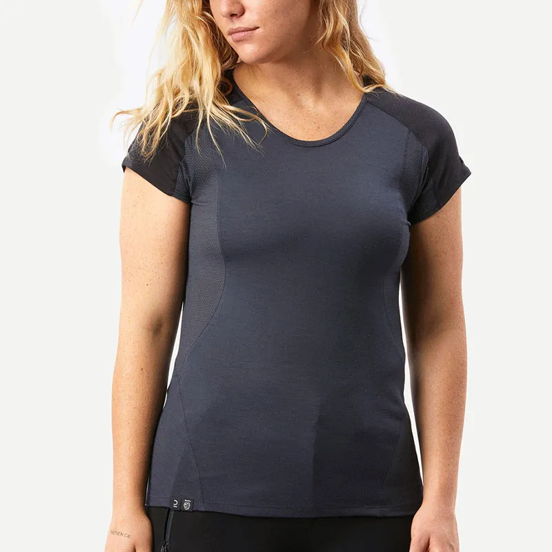 DECATHLON Raglan Sleeve T Shirt Women's Black Gray-1