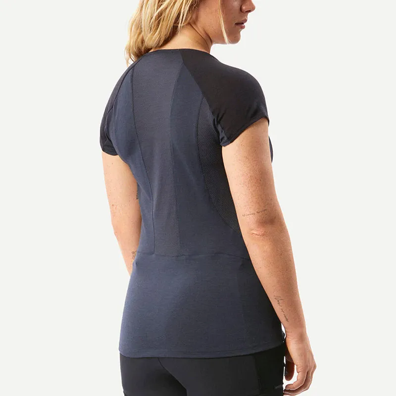 DECATHLON Raglan Sleeve T Shirt Women's Black Gray-2