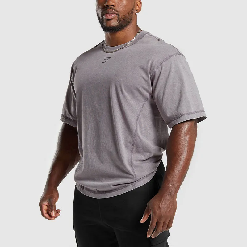 GYMSHARK HERITAGE WASHED T SHIRT T Shirt Men's Dusty Purple-3