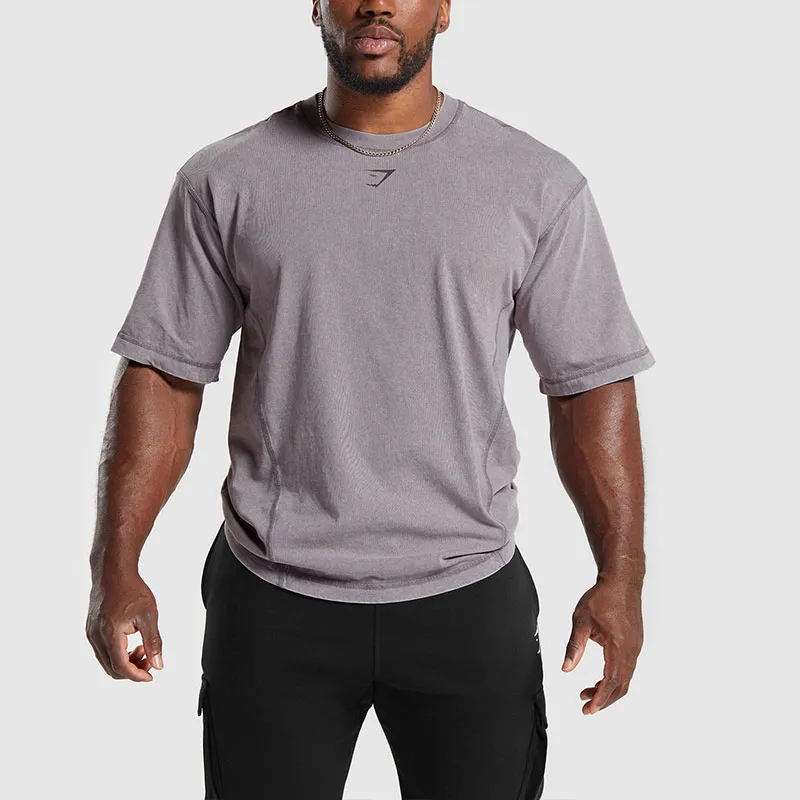 GYMSHARK HERITAGE WASHED T SHIRT T Shirt Men's Dusty Purple-1